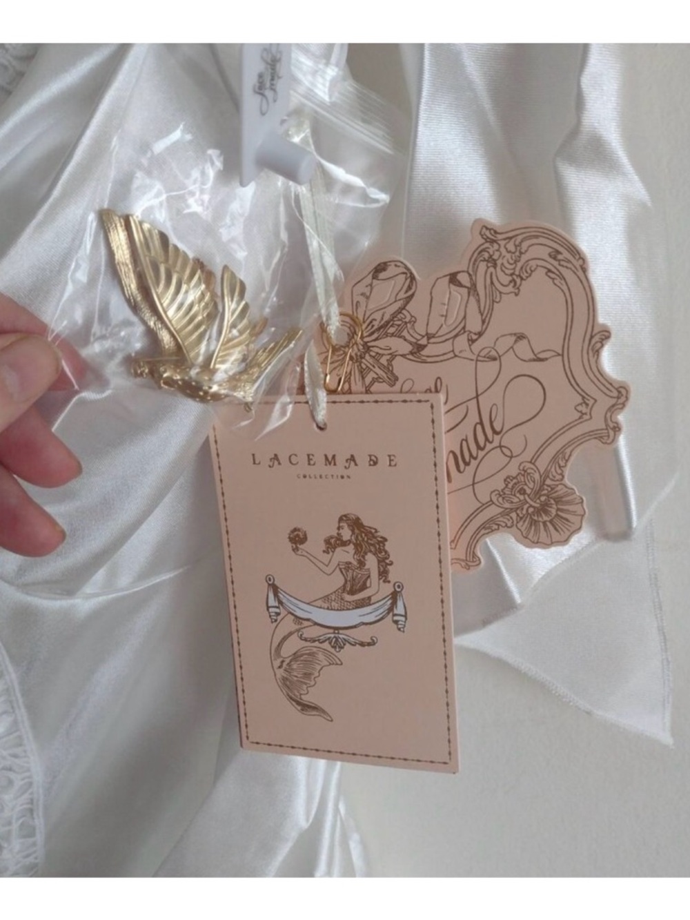 Satin Lace-Up Ivory Slip Dress LaceMade - Picture 3 of 8